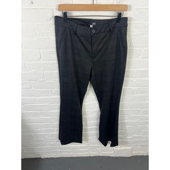 Kut from the Kloth Women's Mid Rise Plaid Dress Pant Bootcut Leg Black Size 10 - Picture 1 of 5